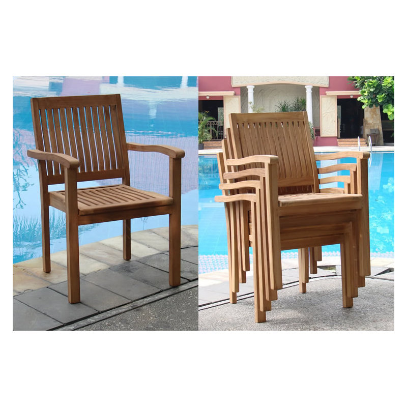 Jovanni Outdoor 3 - Piece Teak Bistro Set, 30.5" H x 48" L x 48" W, 5