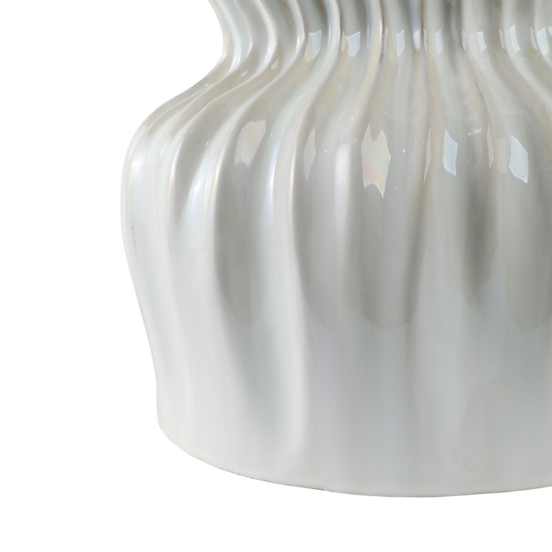 Tabouret décoratif de jardin sculptural décoratif pour la maison - Tabouret d'appoint rond en céramique pour support de salon ou de cour arrière Oudoor - 19 po, blanc