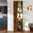 70" Wooden Display Cabinet With Glass Doors & Led Lights - Multi-tier Pull-out Storage Shelf - Elegant Home Organization