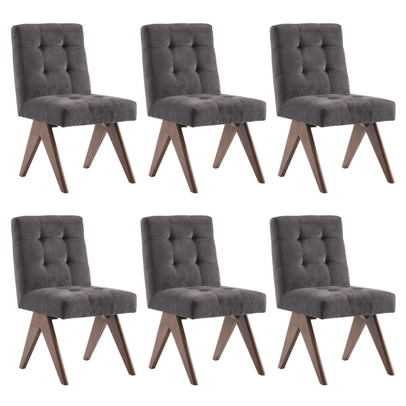 Nieck Armless Tufted Upholstered Side Chair, Charcoal, 6