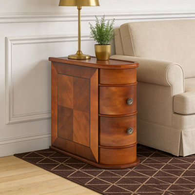 Tall Wood Narrow End Table Side Table With Drawers