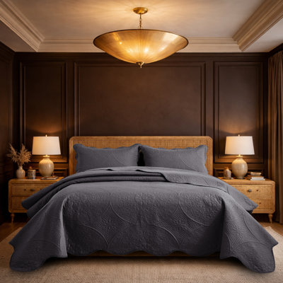 Ensemble de couvre-lit matelassé à motif floral simple Moonlight’S - 2 pièces