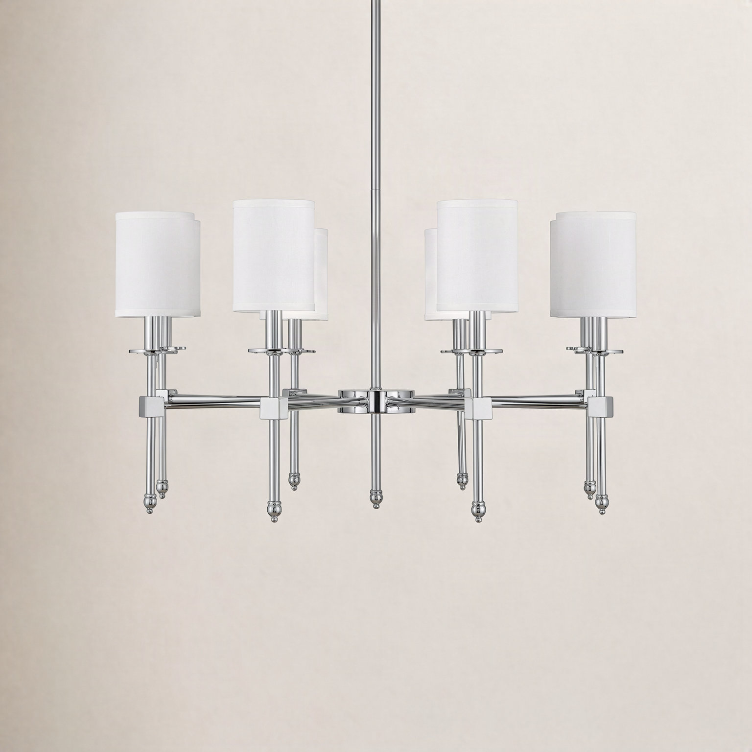 Keeling 8 - Light Metal Dimmable Chandelier, Polished Nickel