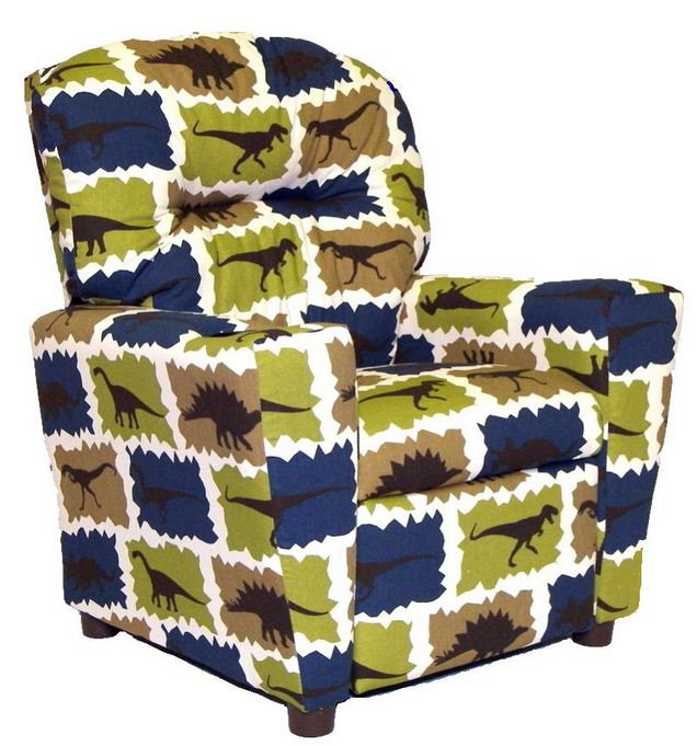 Kids 13'' Recliner and Ottoman, Rex Stellar Blue/Natural
