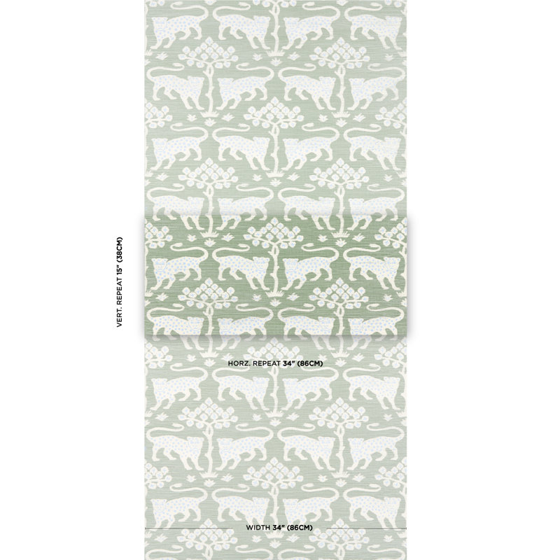 Woodland Leopard Sisal Wallpaper, Seaglass