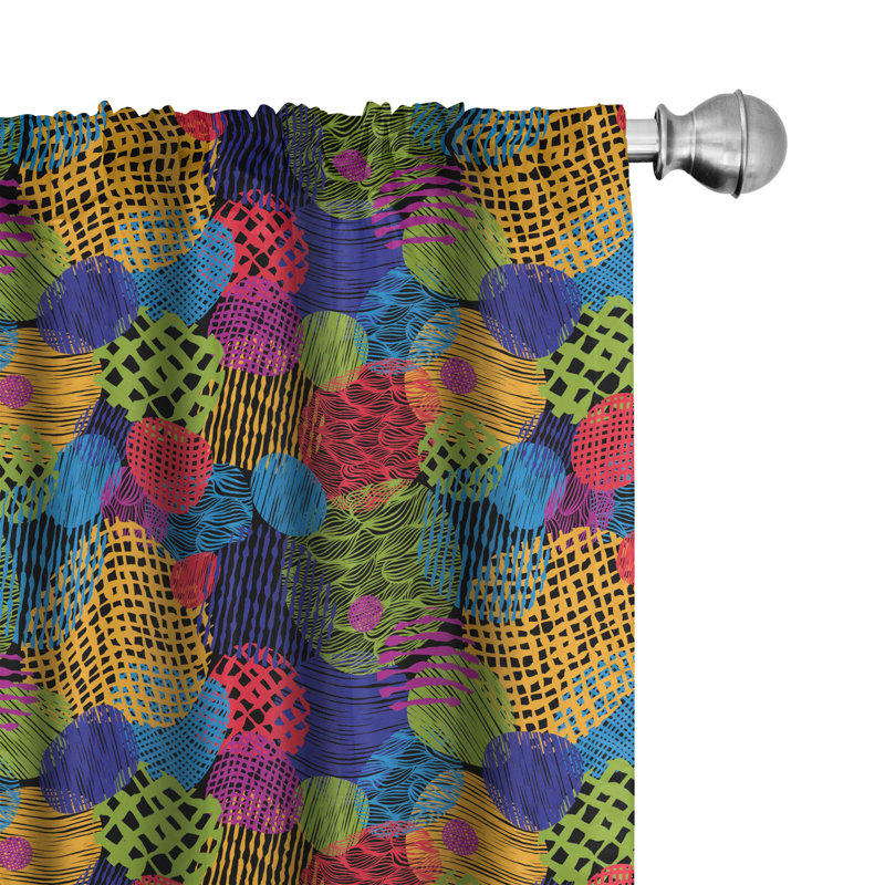 Funky Geometric Semi-Sheer Rod Pocket Curtain Panels, 28" x 84"