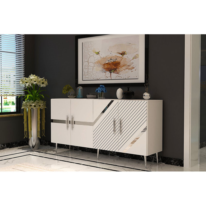 Olivia 150cm Console Table, Cream/Silver