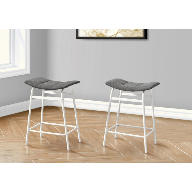 Barstool, Counter Height, Set Of 2, Kitchen, Contemporary, Modern, White