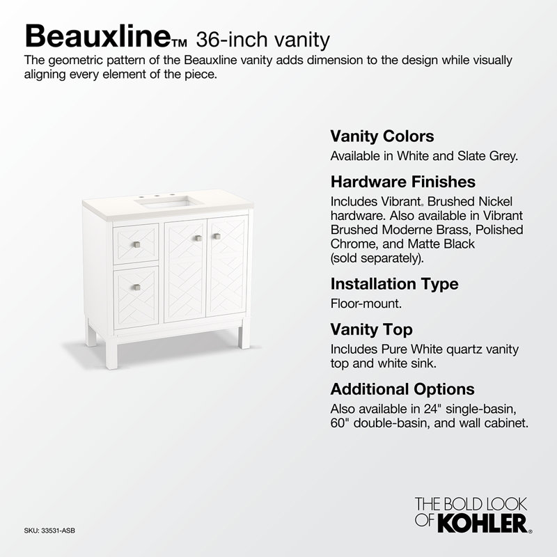 Beauxline 24-In Bathroom Vanity Set, White