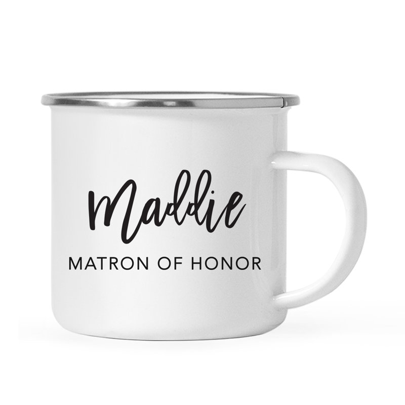 Cadeau de tasse de feu de camp personnalisé en acier inoxydable, Madron Matron Of Honor, paquet de 1, émail en métal à l'extérieur