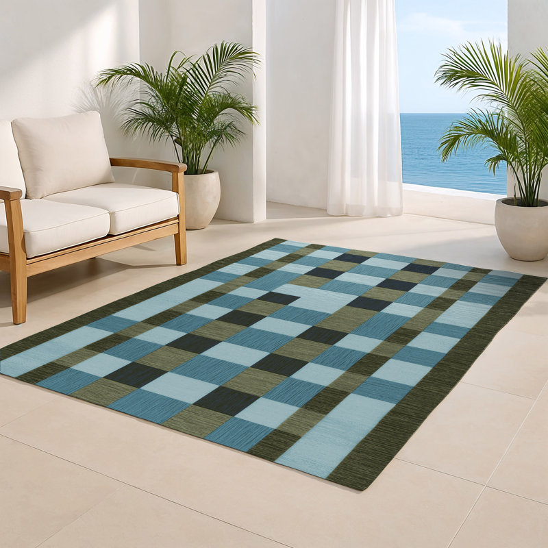 Tapis d'intérieur et d'extérieur à carreaux gris, Rectangulaire 2 pi x 3 pi