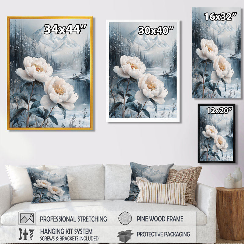 Ginell - décoration murale florale, H 20 po x l 12 po, Reproduction encadrée d'une seule photo, Doré