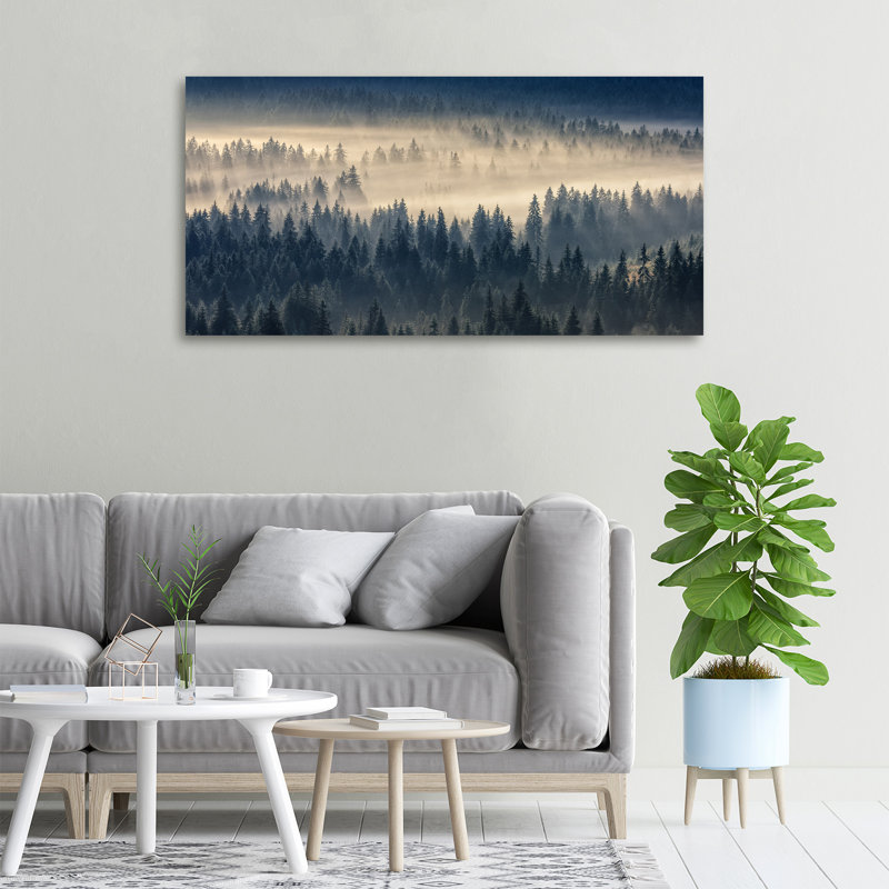 Fog Over The Forest - No Frame Print on Canvas