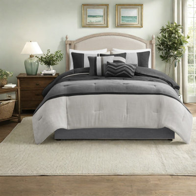 Soft Faux Suede Bedding Sets Cal King, Modern Colorblock Home