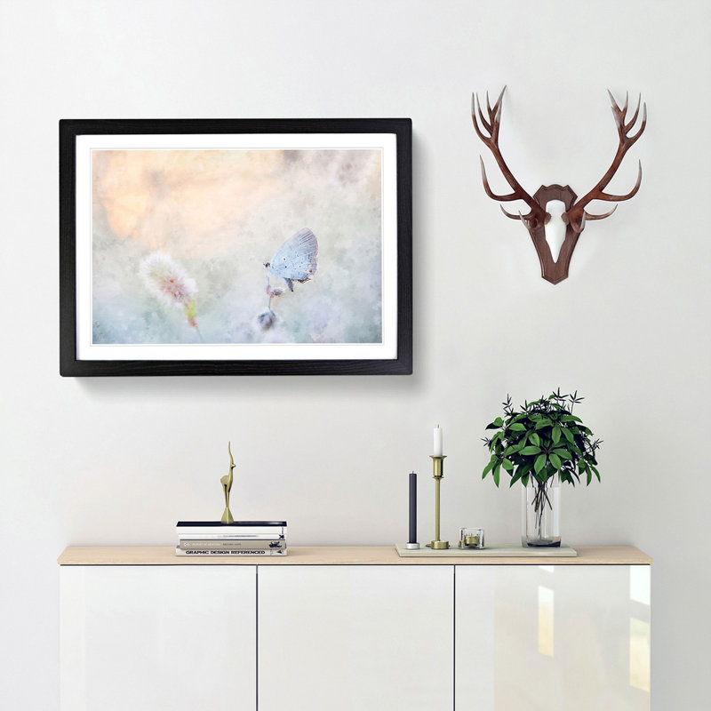 Tailed-Blue Butterfly - Picture Frame Painting Print, Black Framed, 62cm H x 87cm W x 2cm D