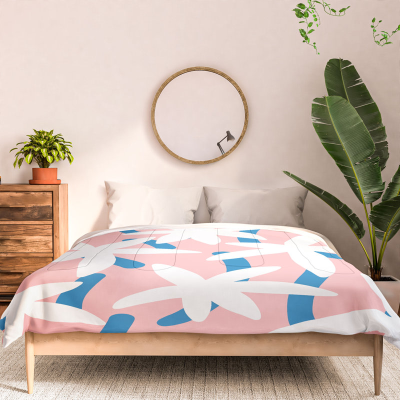 Housse de couette en coton rose / bleu standard, Housse de couette pour très grand lit