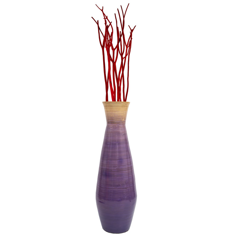 Vase de plancher en bois, Mauve, Médium