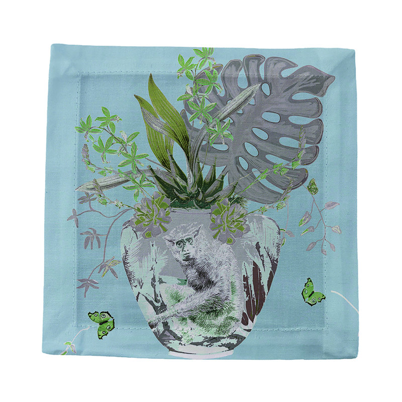 Monkey Large Jungle Cotton Sateen Cocktail Napkins, Bedford