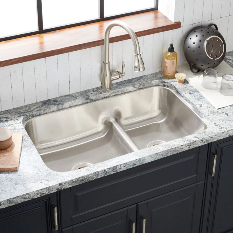34" Calverton Stainless Steel Double Undermount Kitchen Sink