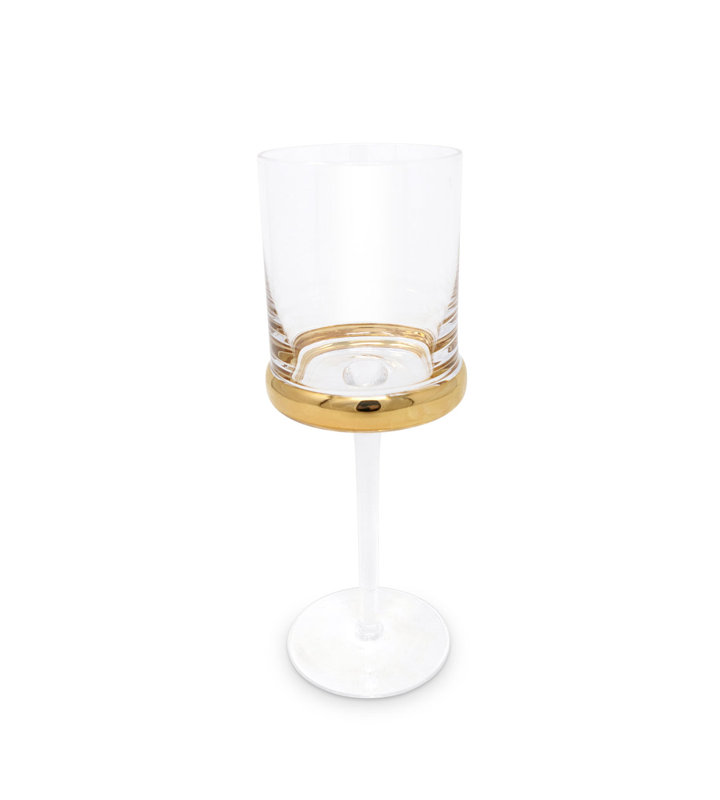 Verres à eau colorés avec anneau doré et tige transparente, 6 pièces, Or, 8 oz