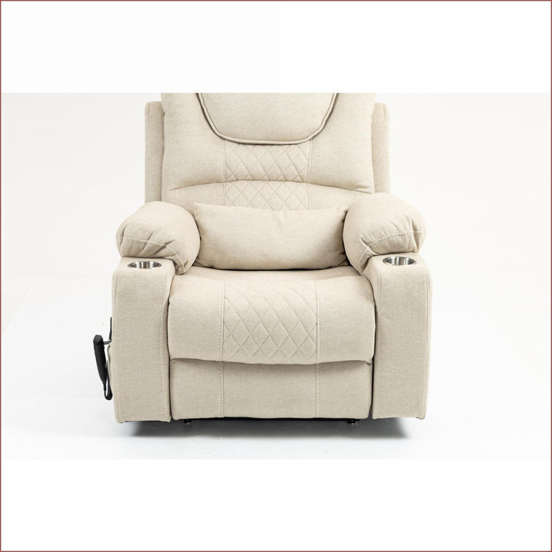 Lift Recliners, Heavy-Duty 400 lbs Capacity, Oversized 180° Flat Lay, Dual OKIN Motors | Premium Velvet | Ivory, Cream