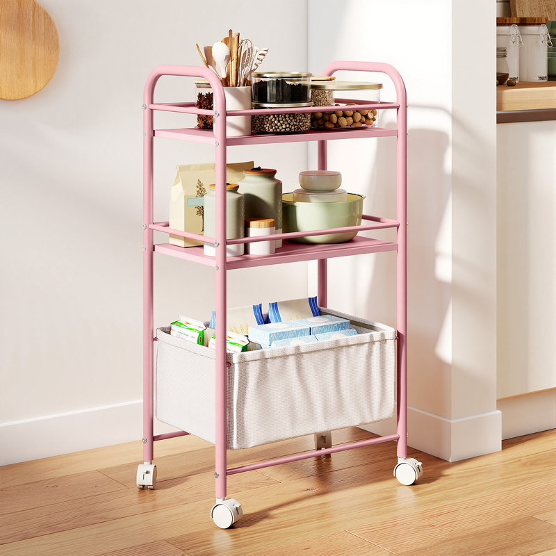 82cm H x 43cm W Cart with Wheels, Pink, Pink