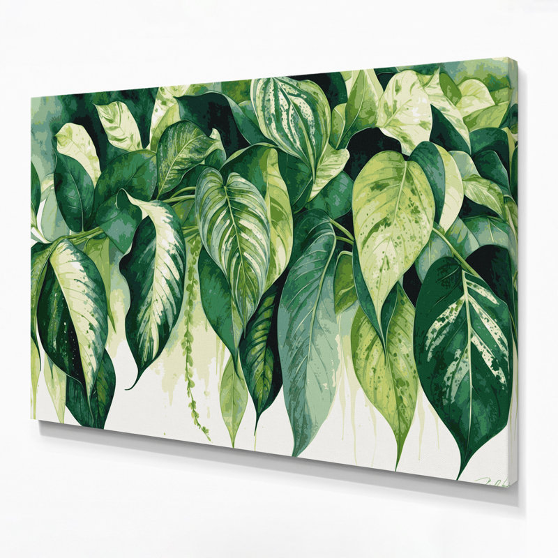 Botanique, art mural beige sur toile de Dieffenbachia, H 24 po x l 36 po
