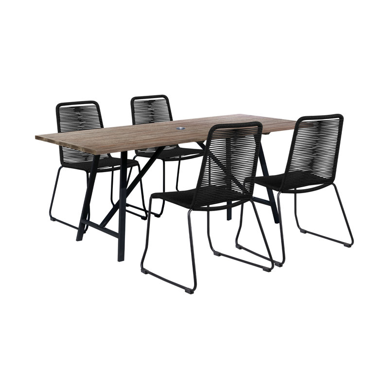 Kiliyah 4 - Person Patio Dining Set with Rectangular Table, Black