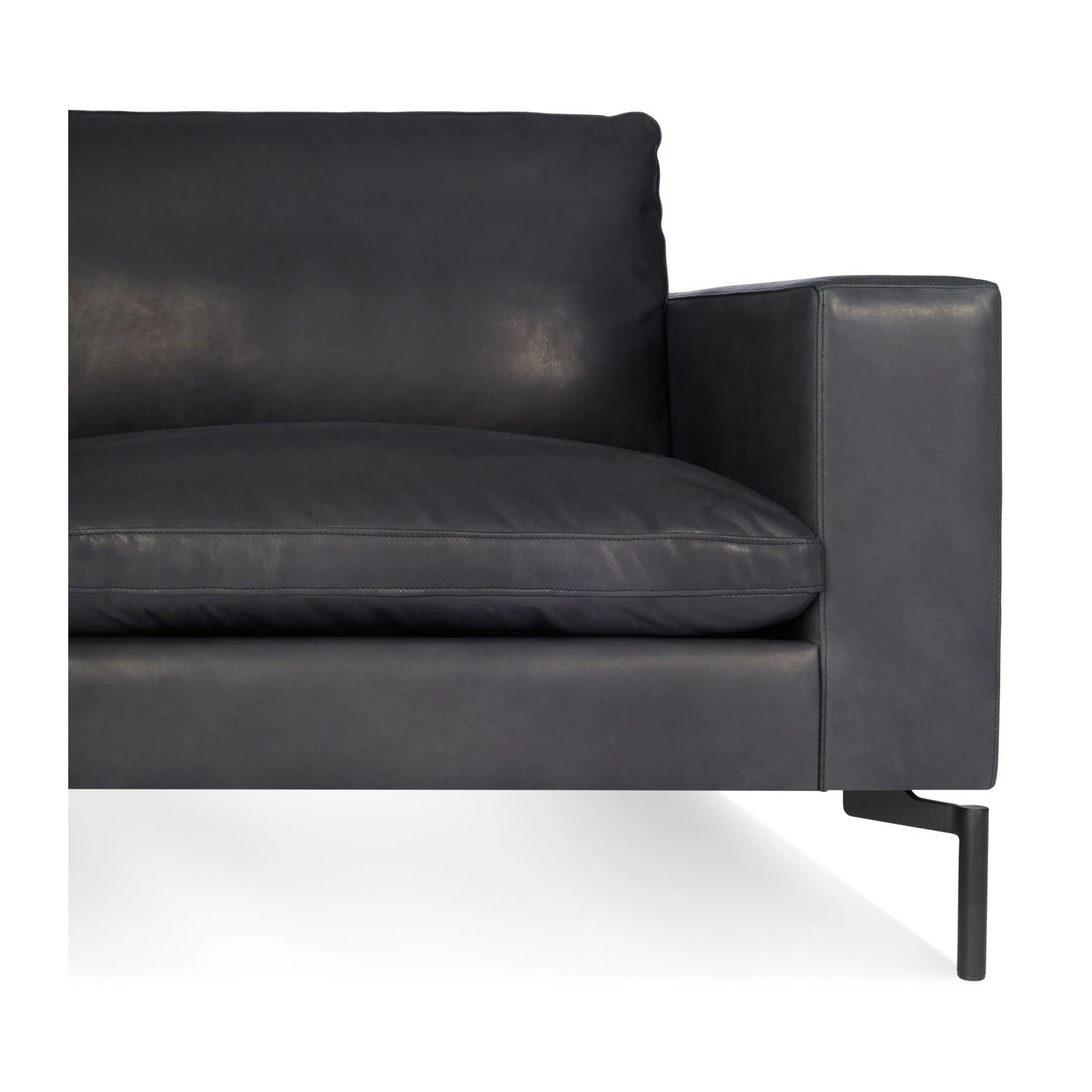 New Standard Upholstered Sofa, Granite Genuine Leather, 32" H x 104" W x 35" D