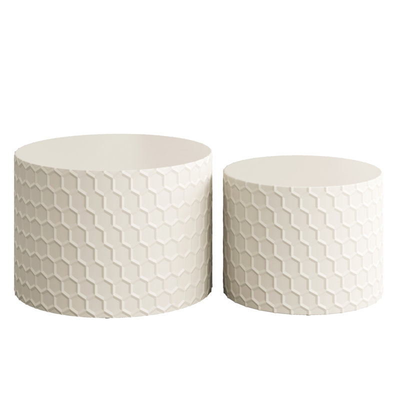Table basse élégante et minimaliste, conception en nid d'abeille, ronde moderne pour le salon et la chambre à coucher, beige 2 pièces, capacité de 110 lb, facile à nettoyer, aucun assemblage requis avec un élément, une pièce ou des pièces d'espace