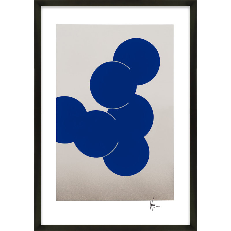 Blue Orbit Painting by Lee Lessem, 50" H x 35" W x 1.25" D, Black