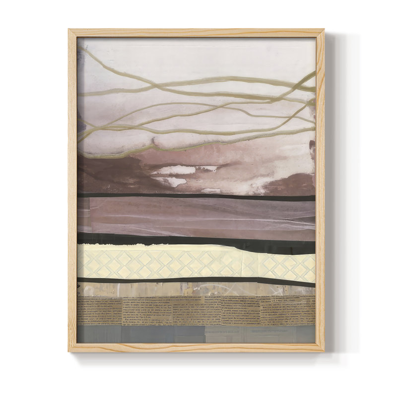 Waves of Collage II, reproduction encadrée - bois massif, H 11 po x l 9 po, Encadré naturel