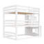 Lit superposé triple pleine grandeur avec escalier de rangement, conception séparée, blanc-1117583221