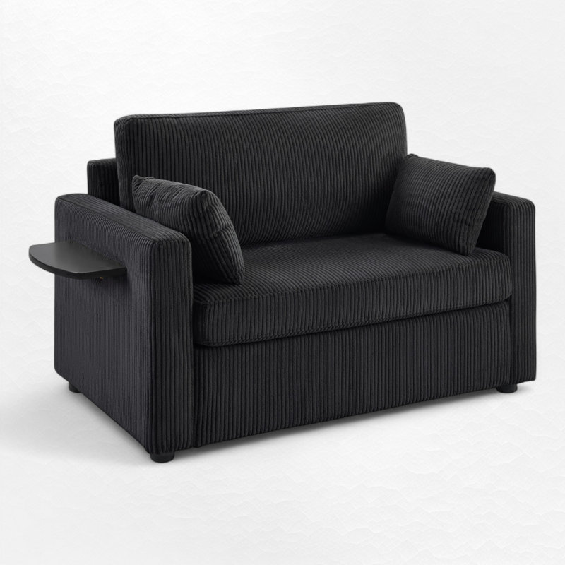 Canapé-lit avec ports USB, Noir