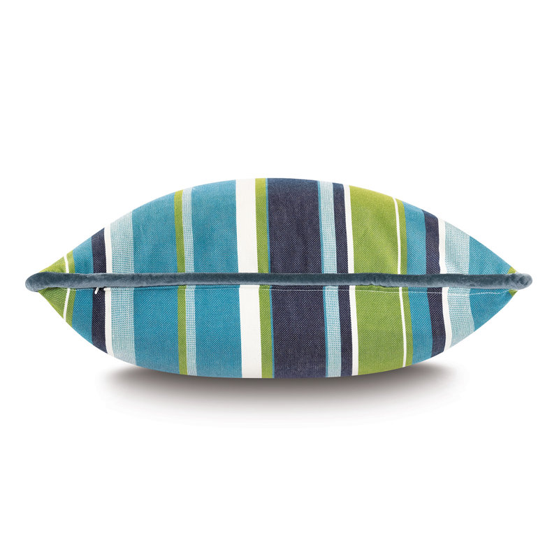 Piperton Square Pillow Cover & Insert, Blue/Green/White Striped, 20"H x 20"W