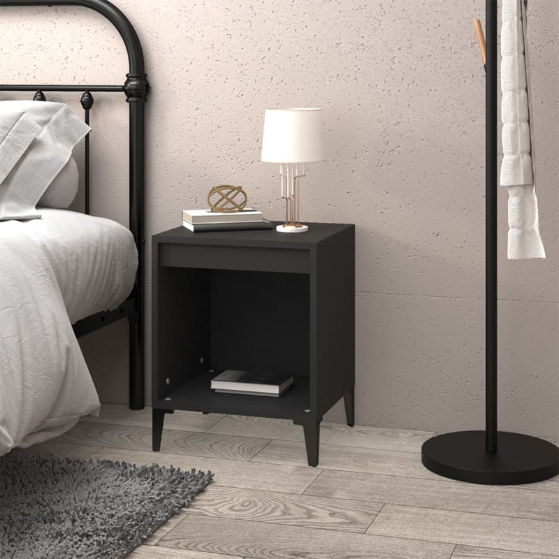 Jarik 40cm W Solid Wood Bedside Table, Black, Individual