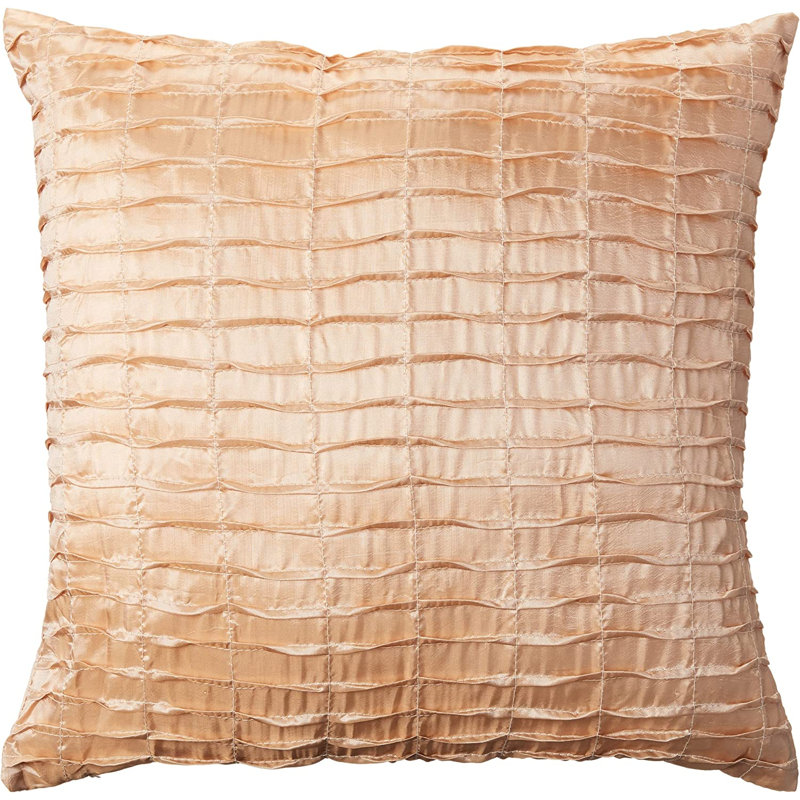  Silky Pleated Throw Pillow, Beige