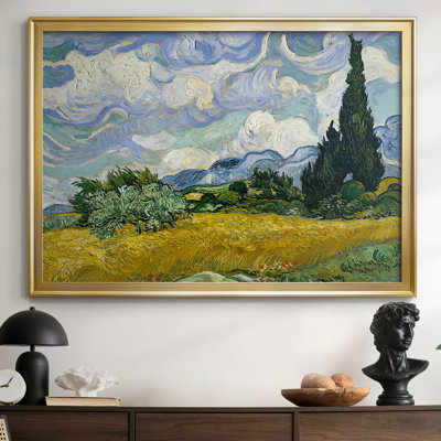 A Wheatfield with Cypresses-Vincent van Gogh-Framed Gallery Wrapped Canvas-1889
