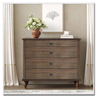 Large 4-Drawer Chest with Solid Wood Foot
