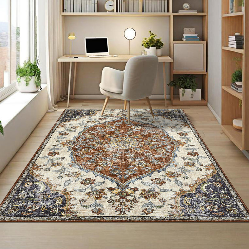 Tapis de chambre à coucher lavable à la machine Vintage, Rectangle 10 pi x 13 pi