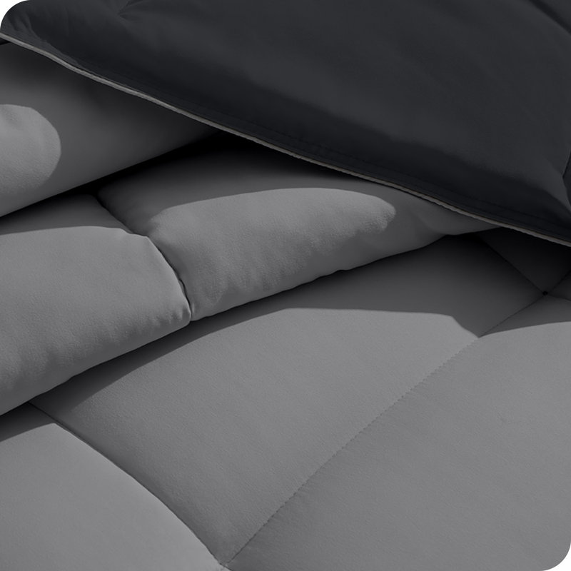 King Size Reversible Taupe and Black Microfiber Bed-in-a-Bag Set
