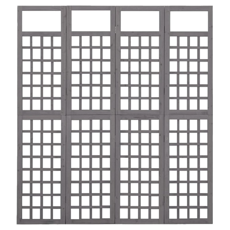 Paravent / Pare-étincelles pliable pour chambre en sapin massif, Gris, 4, H 70,9 po x l 63,4 po x P 1,6 po