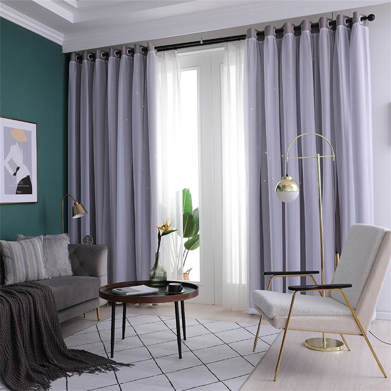 Rideau occultant en polyester Ezayah, gris