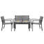 Ensemble de 4 pièces de mobilier de patio pour l'extérieur Ensemble de bistro extérieur PVC-coated polyester Ensemble de conversation moderne Ensemble de bistro noir avec causeuse