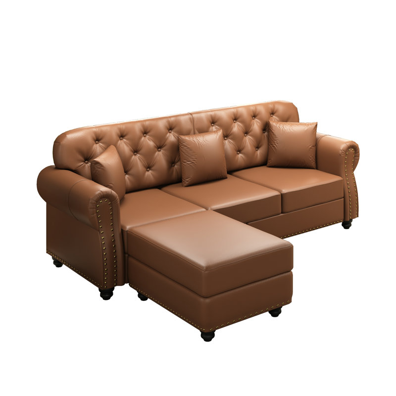 Canapé Chesterfield 82,6 po Mid-Century, Brun