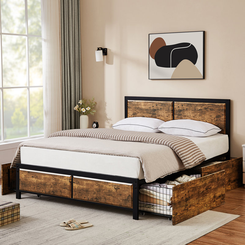  Underbed Storage Set, 13.4" H x 39.9" W x 19.7" D, Rustic Brown