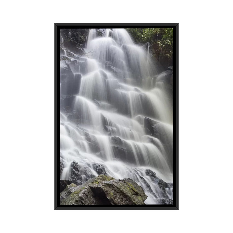 « balise kanto lampo cascade », impression sur toile, H 26 po x l 18 po x P 1,5 po, Pas de tapis, Toile avec cadre noir