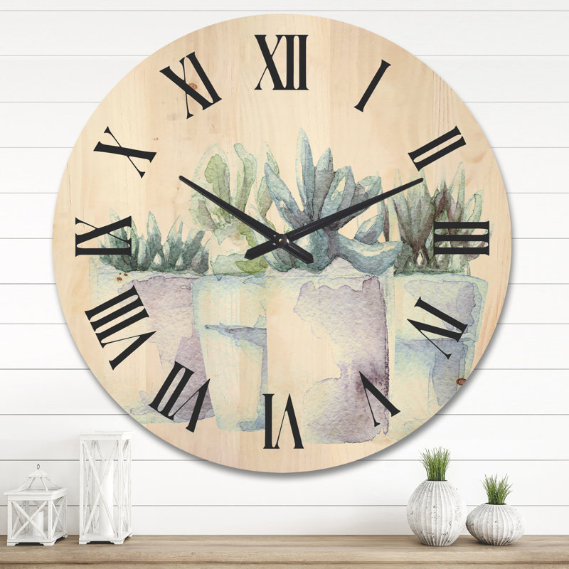 Horloge murale Cactus and Succulent House Plants III, Très grand