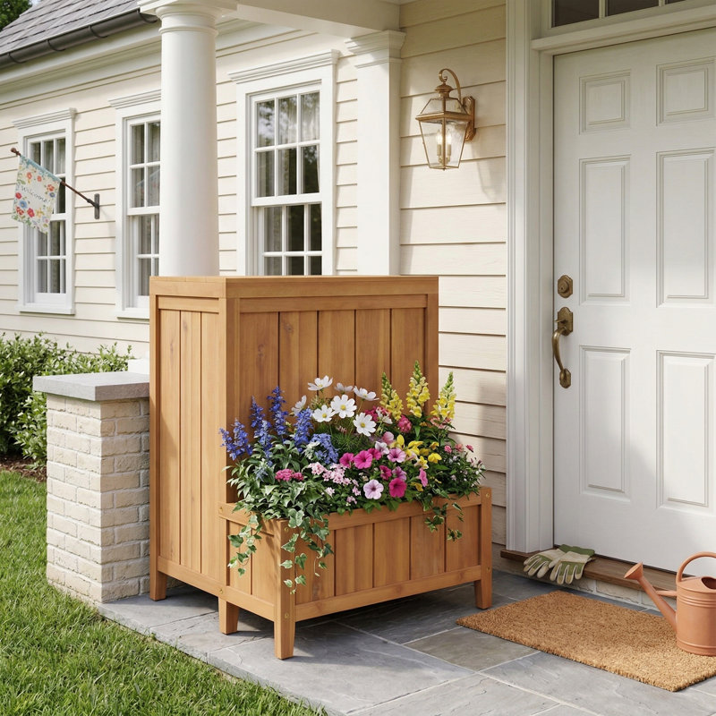 Boîte de livraison multifonctionnelle, compartiment à fleurs supérieur et grand espace de rangement pour accessoires de piscine, outils de jardin, conception verrouillable, imperméable et résistante aux intempéries