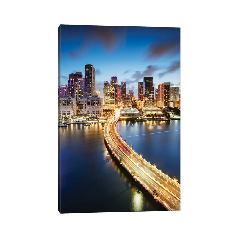 Miami Skyline At Night II by Matteo Colombo - Wrapped Canvas Gallery-Wrapped Canvas Giclée